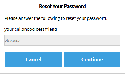 Reset Password Questions
